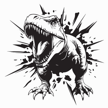 Tyrannosaurus Rex Dinosaur Roaring Mouth Open Vector Illustration