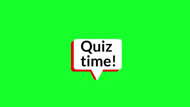 quiz time for speech bubble animation with the words  in 4k animation with alpha channel educational websites social media quizzes online learning platforms on transparent background 