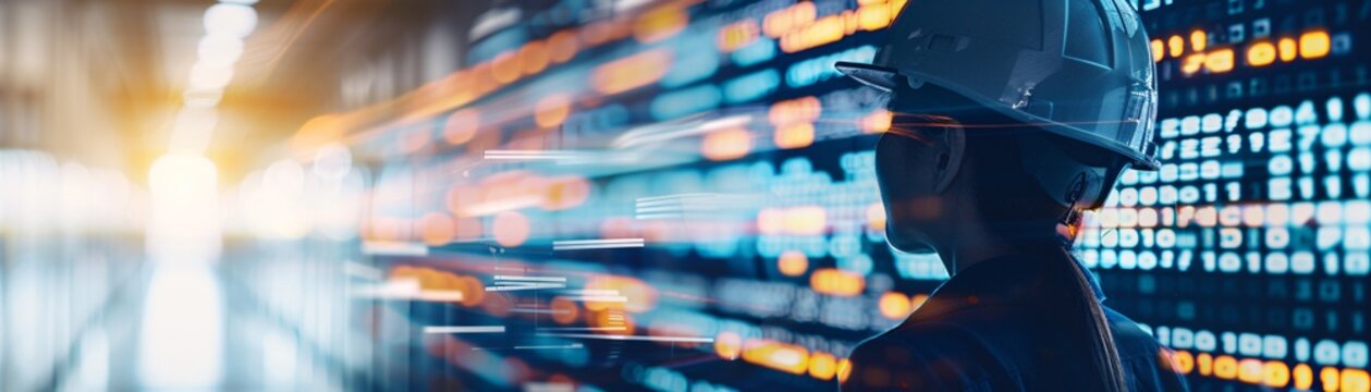 A manager's silhouette is framed against the glowing lines of a digital supply chain network, highlighting the tracking of shipments with clean copy space.