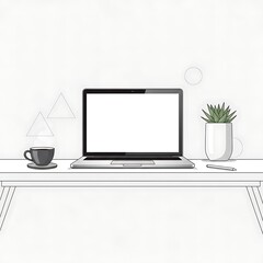 Fototapeta premium Modern minimalist home office workspace setup.