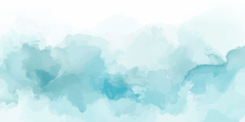 An abstract blue watercolor background features a vintage grunge texture with a stylized world map overlaid on a cloudy sky and atmospheric nature pattern © AeroVista