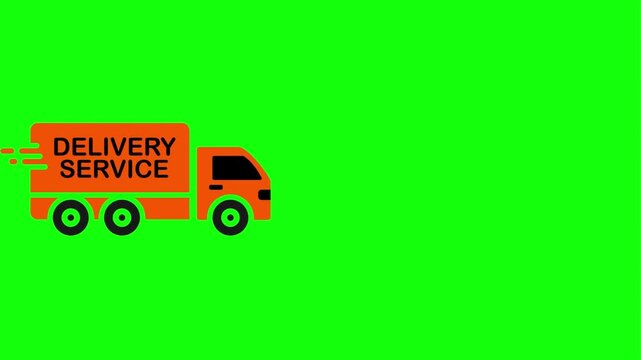 Animated delivery service truck icon moving on a green screen background for logistics web.