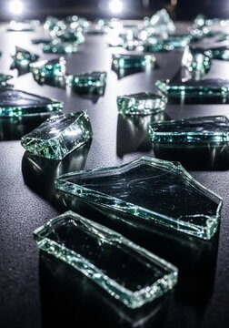 Broken glass fragments abstract composition