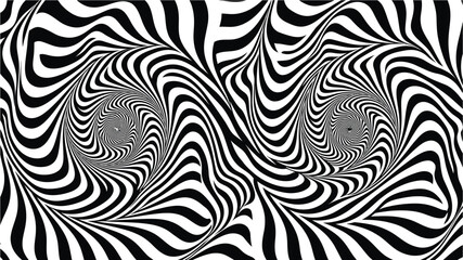Obraz premium Optical illusion pattern with swirling black and white lines