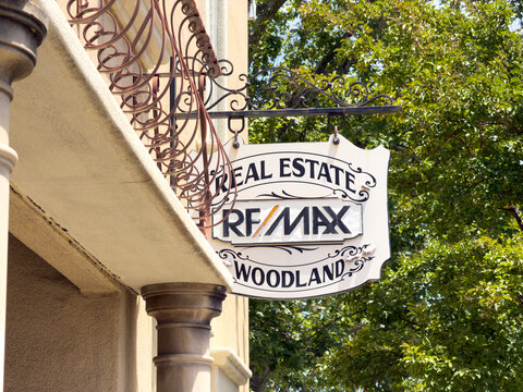 RE/MAX Real Estate Sign In Downtown Woodland California
