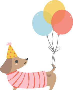 Birthday Dachshund celebration clip art