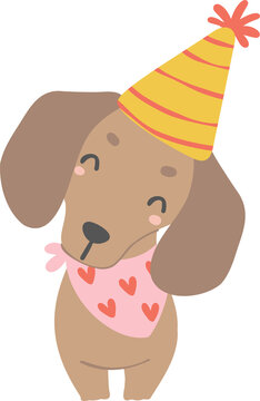 Birthday Dachshund celebration clip art