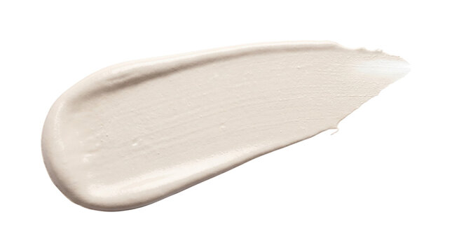 Cream smear with textured surface on transparent background