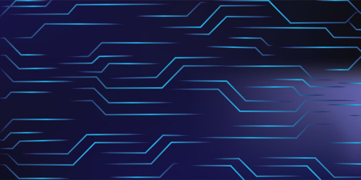 Vector abstract background with digital lines theme, future, Dark blue background with light blue lines as computer elements. Banner template design for web, empty space for text.

