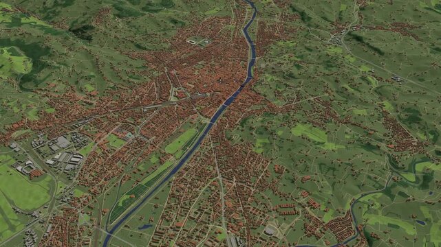 3D looped animation of city - Florence Italy