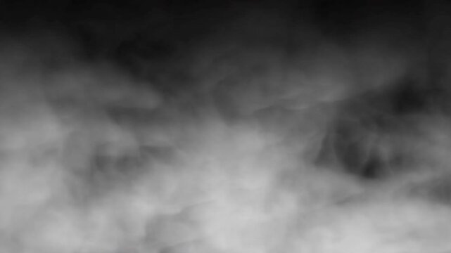Cinematic white smoke rising up continuously isolated on black background VFX
