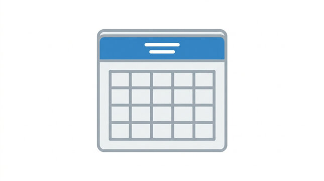 Simple Calendar Icon with Blue Header and Grid Layout.