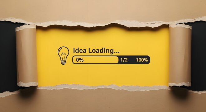 Glowing lightbulb with idea concept loading progress