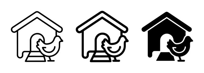 Chicken Coop Icons, Farm Animal Silhouette, Poultry House Vector Set, Rural Life Graphics, Organic Food Symbol © Taslima