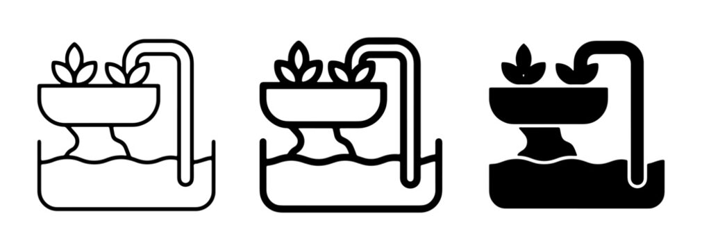 Hydroponic System Icons, Water Farming Technology, Plant Cultivation Graphics, Urban Gardening Concepts, Sustainable Agriculture Icons