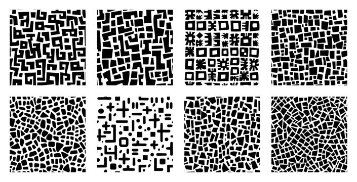 abstract geometric pattern swatches with tribal stamp and labyrinth textures