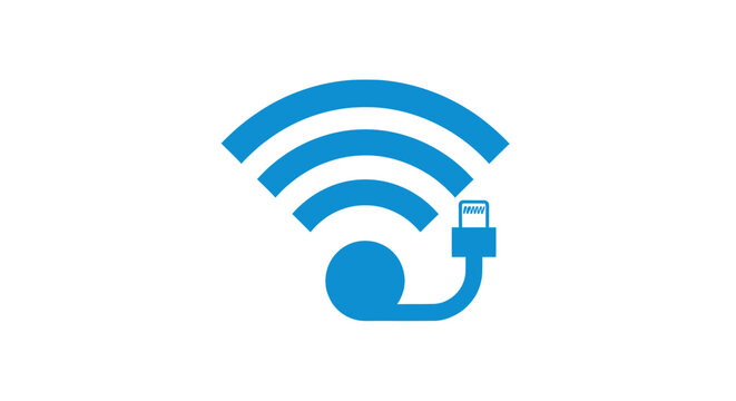 Wireless Internet Connection Icon with Ethernet Cable Plug