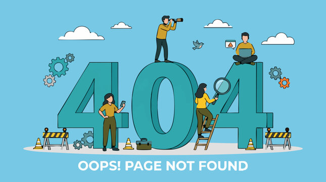 Website 404 Error Page Not Found with People Searching for Solution