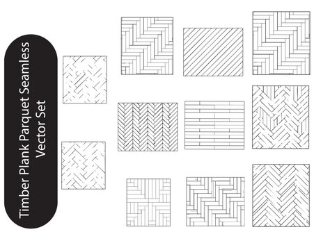 Timber Plank Parquet Seamless Vector Set Technical Floor Plan Hatch Patterns