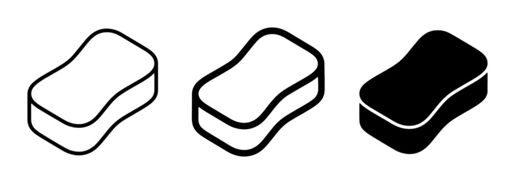 Sponge Icons Set: Cleaning Tools, Kitchenware, Bath Accessories, Household Supplies, Vector Graphics