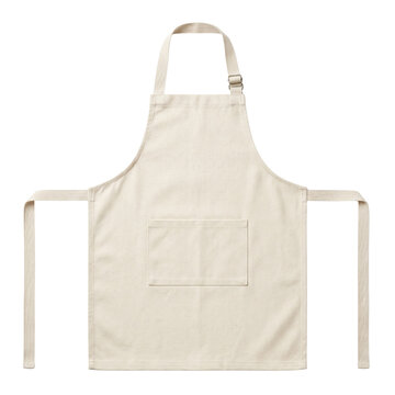 White canvas kitchen apron with front pocket