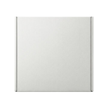 Square white cardboard mailer box top view