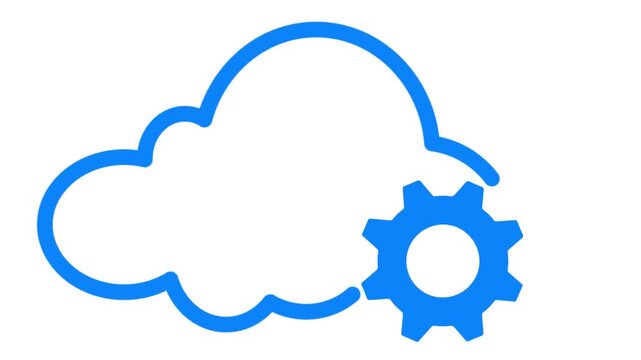 Dynamic 4K seamless loop of gears and a cloud, symbolizing seamless operation, innovation, and scalable business growth. Ideal for corporate presentations. For business and tech content. It effectivel