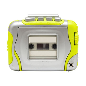 Retro silver and yellow portable cassette player