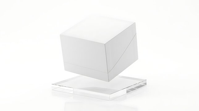 Isolated square luxury watch box packaging mockup with open lid showing clean empty interior for premium branding display