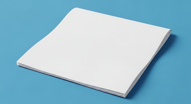 Isolated square white folded tissue paper stack on blue background for clean hygiene product mockup or sanitization