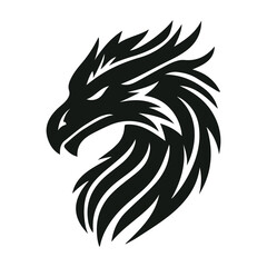 Obraz premium Tribal Dragon Head Silhouette Vector Illustration