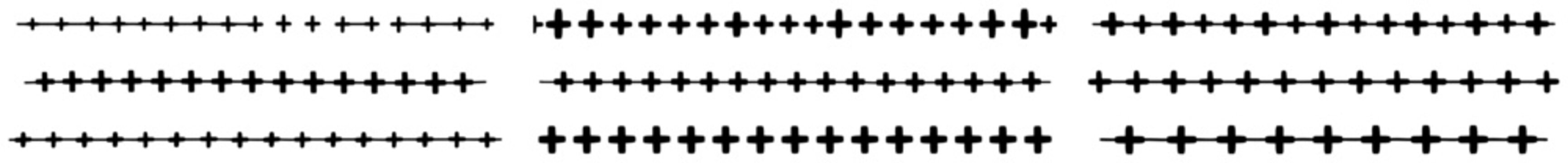 Cross sign horizontal borders forming seamless line patterns in hand drawn sketch style