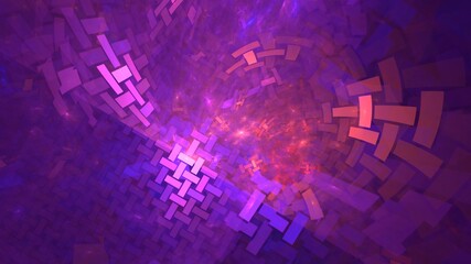 Illustration created as a 3D render without generative AI, abstract neon curves futuristic fractal background