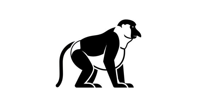 Black and white monkey illustration.