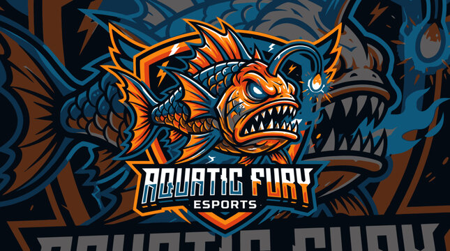 Vibrant orange fish head logo design.