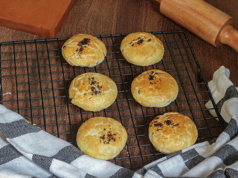 Top View of Fresh Asian Sweet Pastries on Wire Rack