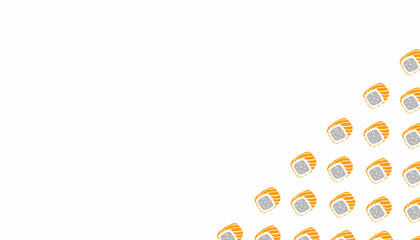 Doodle Sushi Pattern. with Japanese Maki Background. Seafood Cartoon Vector Style © Zayyan 