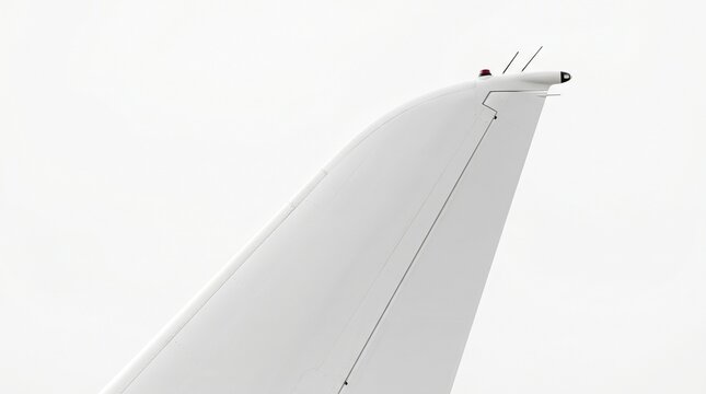 Close-up of a white airplane tail fin