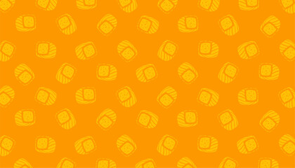 Doodle Sushi Seamless Pattern. with Japanese Maki and Seafood Cartoon Vector Style © Zayyan 