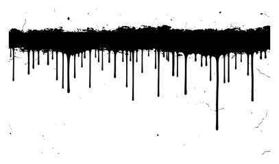 Paint drips and spray paint splatter on a horizontal grunge background in graffiti street art style © Logan