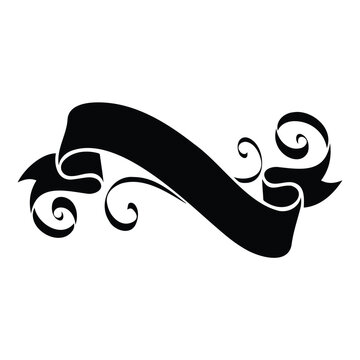 Vintage ribbon banner design silhouette vector illustration for classic scroll typography.