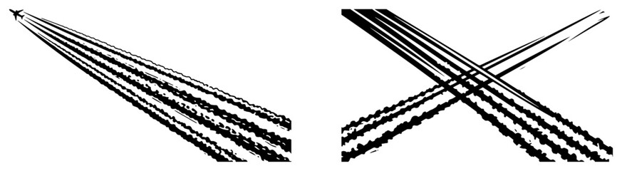 Airplane vapor trails and jet contrails in graphic linework style © Logan