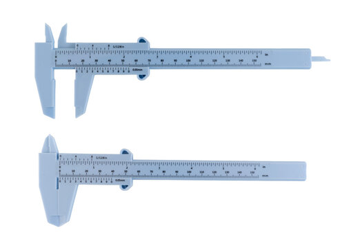 Plastic Vernier Caliper Measuring Tool Isolated on Black Background