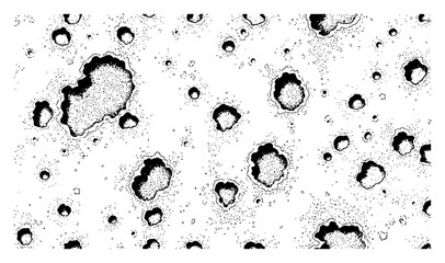 Lunar surface craters with detailed stippled texture in vintage engraving style © Logan