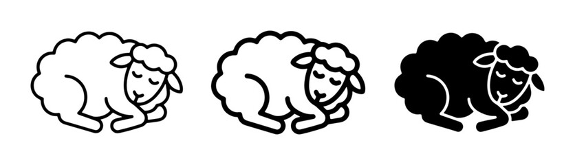 Sleeping Sheep Icons, Vector Art Collection: Peaceful Farm Animal Silhouettes for Sleep and Rest Themes © Mehnaz