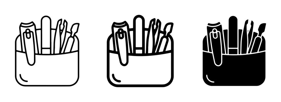 Manicure Set Icons, Nail Care Tools Collection, Pedicure Kit Vector Graphics, Beauty Salon Essentials, Personal Grooming Accessories