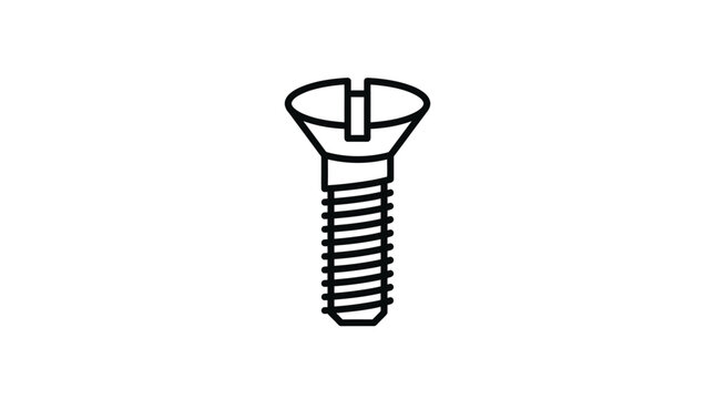 Flat Head Machine Screw Icon Isolated on White Minimalist Industrial Hardware Design