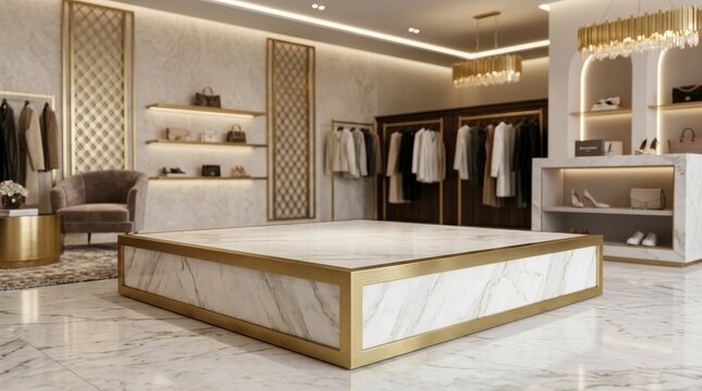 Luxury Boutique Interior with Elegant Clothing and Accessories