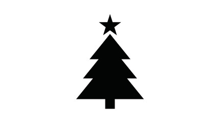 Fototapeta premium Christmas tree icon, black silhouette, festive symbol, holiday decoration