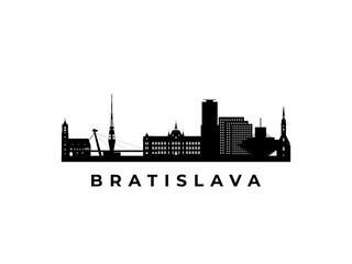 Naklejka premium Vector Bratislava skyline. Travel Bratislava famous landmarks. Business and tourism concept for presentation, banner, web site.